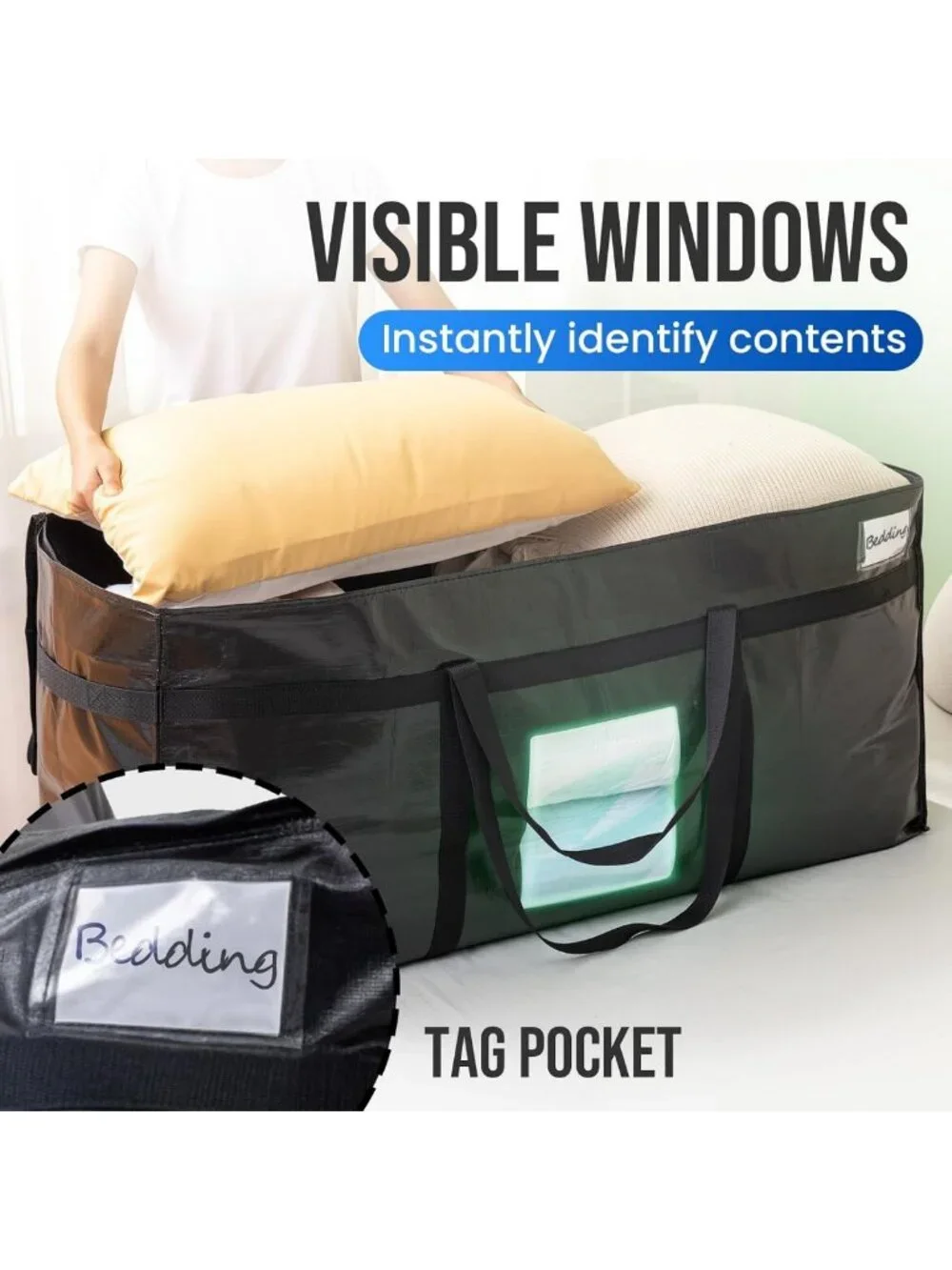 2 Pack Extra Large 69 Gallon Storage Bags with Clear Window - Durable